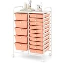 COSTWAY 15 Drawer Rolling Storage Cart, Mobile Storage Organizer