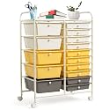 COSTWAY 15 Drawer Rolling Storage Cart, Mobile Storage Organizer