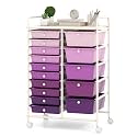 COSTWAY 15 Drawer Rolling Storage Cart, Mobile Storage Organizer