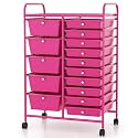 COSTWAY 15 Drawer Rolling Storage Cart, Mobile Storage Organizer