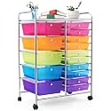 COSTWAY 15 Drawer Rolling Storage Cart, Mobile Storage Organizer