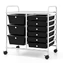 COSTWAY Rolling Storage Cart with 9 Drawer, Utility Cart with Metal Frame