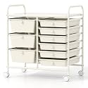 COSTWAY Rolling Storage Cart with 9 Drawer, Utility Cart with Metal Frame
