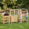 Costzon 3-Piece Oudoor Mud Kitchen for Kids w/BBQ Grill, Pizza Oven
