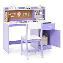Costzon Kids Desk and Chair Set with Bulletin Board for Ages 5-12 (Purple)