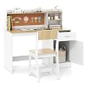 Costzon Kids Desk and Chair Set with Hutch &amp; Storage for Ages 5-12 (White)