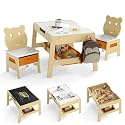 Costzon Kids Table and Chairs, 3-in-1 Table Set w/Chalkboard & Whiteboard