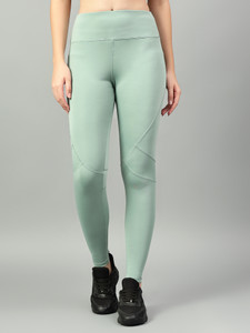 cosvos solid women light green tights