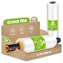 Cosy Family Plastic Wrap Stretch Film Roll - 1000ft 60 Gauge Industrial Strength 18 inch Wide Clear Plastic Wrap Roll with Handles for Pallet Wrapping Shipping Moving - Clear, Pack of 2