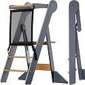 COSYLAND Toddler Standing Tower Foldable Toddler Kitchen Step Stool