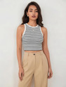 CotiQ Casual Solid Women Black White Top