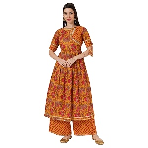 COTLAND Fashions Breathable Cotton Floral Printed A-Line