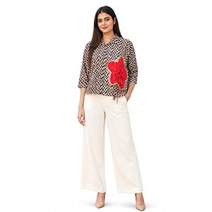 cotland fashions printed cotton oversized button down shirt for women