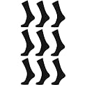 Cotson Men's Black Cotton Full Length Socks Size 8-11 (Pack of 9 Pairs)
