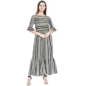 Cottinfab Women39s Crepe Pleated Maxi Casual Dress