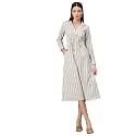 Cottinfab Women Beige and White Striped Cotton