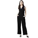 Cottinfab Women Solid Black Sleeveless Jumpsuit