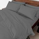 Cottington Lane - 3 PC Elegant Duvet Cover Queen Size - 400 Thread Count 100% Cotton - Duvet/Quilt/Razai Cover Come with Zipper Closer for Protect Your Super Soft Comforter | Dark Grey Solid