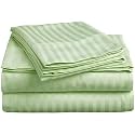 Cottington Lane - 3 PC Elegant Duvet Cover Double Size - 400 Thread Count 100% Cotton - Duvet/Quilt/Razai Cover Come with Zipper Closer for Protect Your Super Soft Comforter | Sage Stripe