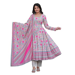 Cotton Anarkali Shiffly Work with Floral Printed