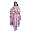 Cotton Anarkali Shiffly Work with Floral Printed