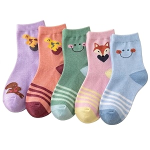 cotton ankle socks for girl 5 pairs assorted pastel color prints multicolour for girls 2-12 years
