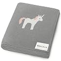 Cotton Baby Swaddle Blanket for Girls and Boys - Buttery Soft Cozy Receiving Swaddle Crib Stroller Blanket for Shower Gift Registry for Newborns, Infants, Toddlers (Unicorn - Grey)