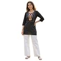 Cotton Blend Embroidered Straight Kurta for Women