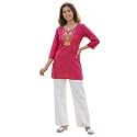 Cotton Blend Embroidered Straight Kurta for Women