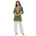 Cotton Blend Embroidered Straight Kurta for Women