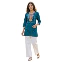 Cotton Blend Embroidered Straight Kurta for Women