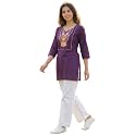 Cotton Blend Embroidered Straight Kurta for Women