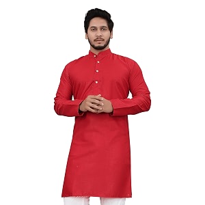 Cotton Blend Full Sleeve Long Plain Kurta