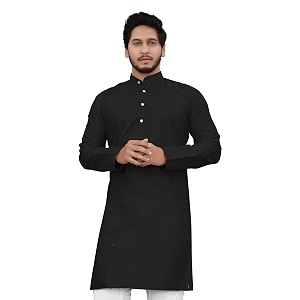 Cotton Blend Full Sleeve Long Plain Kurta