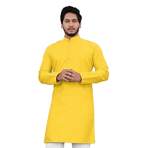 Cotton Blend Full Sleeve Long Plain Kurta