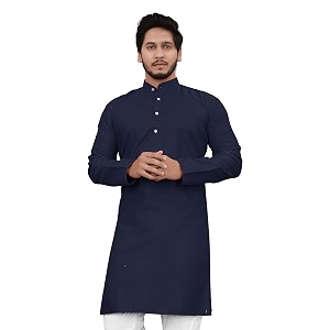 Cotton Blend Full Sleeve Long Plain Kurta