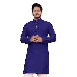 Cotton Blend Full Sleeve Long Plain Kurta