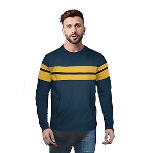 Cotton Blend Regular Fit Colorblock Men Round
