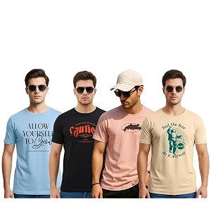 Cotton Blend Regular Fit Half Sleeve Printed