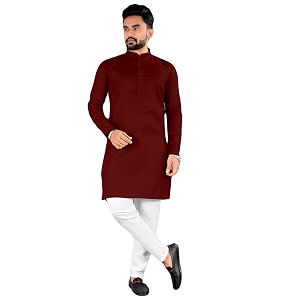 Cotton Blend Solid Mandarin Chinese Neck Full