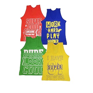 Cotton Boys Vest Multicolored Pack of 4