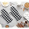 Cotton Candy - Oven Gloves Heat Proof Microwave Oven Gloves for Kitchen Cooking &amp; Baking - Heat Resistant, Protection of Hands from Hot Utensils,Oven Mitts - 7"x 13"- Black &amp; White (Checked)