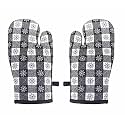 Cotton Candy - Oven Gloves, Heat Proof Microwave Oven Gloves for Kitchen Cooking &amp; Baking - Heat Resistant, Thick &amp; Safe, Protection of Hands, Glove 7"x 13"- Floral Checked (White &amp; Black, 2)