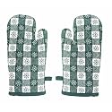 Cotton Candy - Oven Gloves, Heat Proof Microwave Oven Gloves for Kitchen Cooking &amp; Baking - Heat Resistant, Thick &amp; Safe, Protection of Hands, Glove 7"x 13"- Floral Checked (Green, 2)