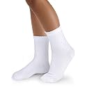 COTTON DAY Kids Girls White Dressy Textured Thin Socks Scallop Top 5 Pack