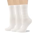 COTTON DAY Women's Soft Combed Cotton Socks Seamless Toe Black White Navy