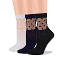 COTTON DAY Womens Fashion Thin Lightweight Half Sheer Tulle Ankle Socks
