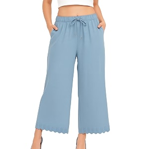 cotton denim embroidery cut work women palazzo