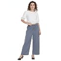 Cotton Denim Embroidery Cut Work Women Palazzo
