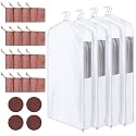 Cotton Garment Bags with 16 Cedar Blocks, 4 Sets, 40 x 24 x 6 in, White